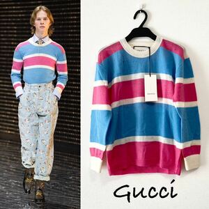 2019.Fall 新品■GUCCI/グッチ ニット/セーター/カーディガン 羊毛・ストライプ ■穴あき加工 