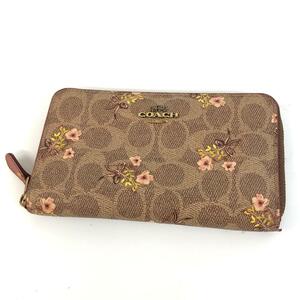 COACH コーチ 花柄 シグネチャー ラウンドファスナー 長財布 ブランド