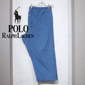 大きいサイズ 5XL位 / 90s RALPH LAUREN SLEEP WEAR ポロ ラルフローレン スリーピングウェア パジャマ コットン パンツ ビッグサイズ 青