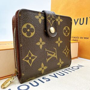 3666【極美品】LOUIS VUITTON ルイヴィトン モノグラム コンパクトジップ ラウンドファスナー 二つ折り財布 ウォレット M61667/CA1015