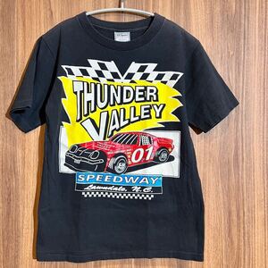 【即決】90s ヴィンテージ シングルステッチ 古着 半袖 半袖Tシャツ Tシャツ 黒 S all sports made in USA 米国製 nascar speedway 36