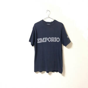 90s★emporio armani エンポリオ アルマーニ★メンズ 半袖 ビッグロゴ プリント Tシャツ コットン size M