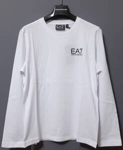 [新品] 12A(12歳) EA7 / ARMANI JUNIOR　ワンポイントロゴ入り【長袖Tシャツ(ロンT)】◆2024-25年秋冬モデル　男の子用 150cm　◆色：白