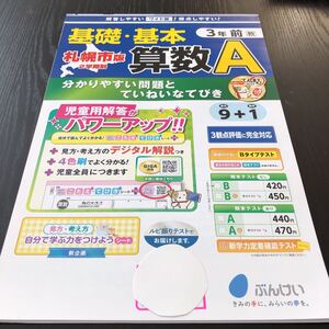 セ51 非売品 基礎基本算数A 3年生 学習 問題集 ドリル 小学 テキスト テスト用紙 前期 文章問題 家庭学習 2学期制 文溪堂 札幌市 計算