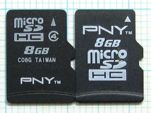 ★PNY micro SDHC メモリーカード ８GB ２枚 中古★送料８５円・１８５円