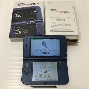 【1円〜】 Nintendo new ニンテンドー3DS LL 本体 ブルー RED-001 箱 説明書有り ※十字上ボタンのみ不具合有り、その他動作OK