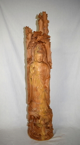  仏像 オーストラリア白檀 高さ約93㎝ 木製 彫刻 仏教美術 長期保管品 【h1-2-14】