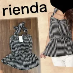 rienda♡ボーダー　ホルターネック　ペプラムトップス