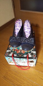 ☆Irregular Choice☆ネイビーのブーティ☆つま先・ヒールラメ☆リボン・レース☆サイズ39☆