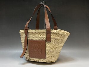 極美品 LOEWE ロエベ バスケットバッグ スモール ブラウン系 ハンドバッグ トートバッグ かごバッグ レディース 質セブン