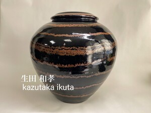 N89「民藝」名作コレクション 生田和孝 黒釉特大壺 河井寛次郎弟子 日本陶芸展文部大臣賞受賞 希少名品