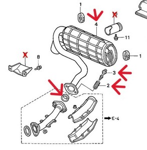 ホンダ純正部品 新品 ビート用 純正マフラー ガスケット,ボルト,スプリング Honda Beat E-PP1 Exhaustmuffler,mountinbolt,spring&gasket