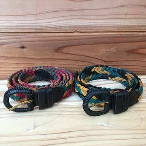 新品 2本セット RASTA BELT ラスタ ベルト ジャマイカ レゲエ 本革 レザー 編み込み