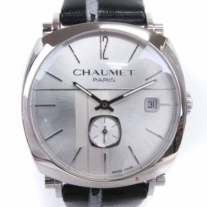 ショーメ CHAUMET DANDY 腕時計 自動巻き デイト 1227-00518 白文字盤 黒 ブラック ウォッチ ☆AA★ ■SM3 メンズ