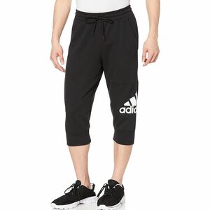 ★アディダス adidas 新品 メンズ ロゴ入り トレーニング スウェット 3/4丈 7分丈 クロップ パンツ 黒 Lサイズ [HA4350-L] 四 弐★QWER★