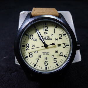 へ262.TIMEX EXPEDITION INDIGLO WR50M T49963 腕時計 レザーベルト クォーツ メンズ