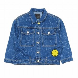 デシグアル Desigual 子供服 スマイリー SMILEY デニムジャケット カバーオール ショート 花柄 ブルゾン 140 ブルー/9 キッズ