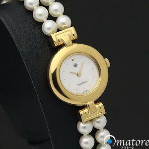 1円～◎美品◎MIKIMOTO ミキモト パールブレスウォッチ シェル文字盤 レディース クォーツ 4N20-0941◎腕回17cm