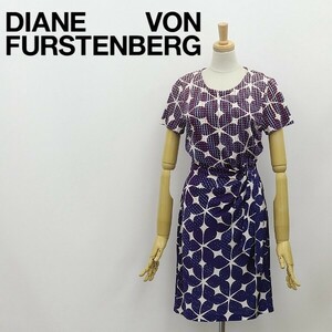 ◆DIANE von FURSTENBERG ダイアンフォン ファステンバーグ ZOE DRESS 総柄 シルクジャージー ウエストリボン サイドドレープ ワンピース 4