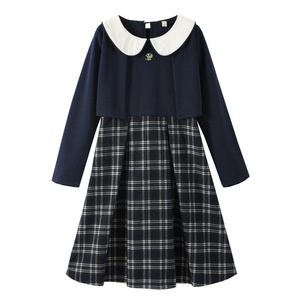 ☆ ネイビー ☆ 130cm ☆ ワンピース フォーマル lyop272 フォーマル ワンピース 女の子 ワンピ 子供服 子ども服 礼服 キッズ服 長袖 白襟