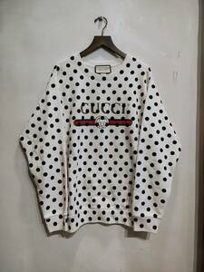 国内正規店購入GUCCI・グッチ美品 ポルカドット・水玉・ロゴ スウェット/ トレーナー Mコットンユニセックス