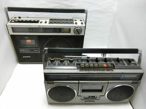 昭和レトロ 2台セット / SONY CF-1990 ラジカセ FM/SW/MW 3バンド/ National RQ-4050 ナショナル FM AM ラジカセ／YJ240930004