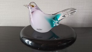 ガラス 鳥 置物 文鎮 マルチグラス ハンドクラフト ハンドメイド