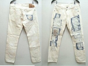 ◇即決[W30]DENIM&SUPPLY SLIM スリム 刺し子 パッチワーク アイボリー デニム パンツ 4682804SFJN デニム＆サプライ■2174