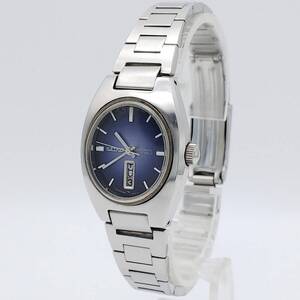 送料無料【自動巻】動作品★セイコー★SEIKO★青文字盤★17石★縦カレンダー★2206-7070★レディース/腕時計/アナログ/機械式