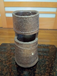 レトロ　伊賀焼　花器　花入　生花　落款　1個