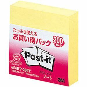 【新品】【10個セット】 3M Post-it ポストイット お買い得パック ノート 3M-654RP-200YX10