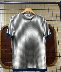 期間限定セール エルメス HERMES Tシャツ グレー×ボーダー×ブルー