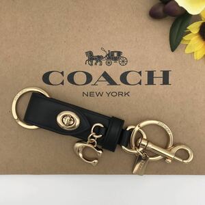 COACH チャーム ★大人気★ トリガースナップ バッグチャーム ゴールド ブラック CR727 GDBLK 新品