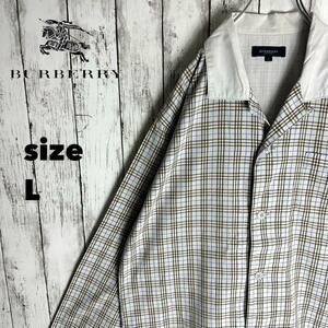 【BURBERRY】バーバリー パジャマシャツ L ノバチェック オープンカラー