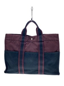 HERMES◆エールラインMM/2トーン/トートバッグ/キャンバス/BRD