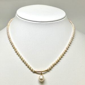 1円〜!!◎アコヤ本真珠ネックレス◎D 約6.6g 約39.0cm 約3.0-3.5mm珠 pearl necklace jewelry パール EA0/EA0 19