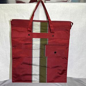 和装小物 和装バッグ A4サイズ収納可 つむぎ織 着物バッグ 紅色 和装トート (08275並