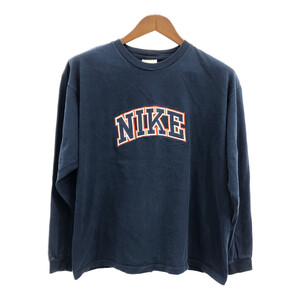 00年代 NIKE ナイキ ロゴ 長袖Ｔシャツ スポーツ ネイビー (メンズ L) Q5581