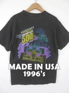 【フェード】90s インディー500 L ★ LOGO7 1996年 Tシャツ ★ インディアナ USA アメリカ 古着 ヴィンテージ オールド メンズ レディース