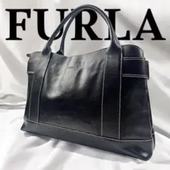 美品✨FURLA フルラ ビジネスバッグ ハンド 肩掛け A4 本革 レザー 黒