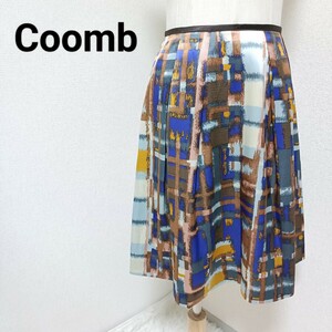 クーム Coomb 美品 上品 華やか フェミニン フレアスカート ひざ丈 ドレープ感 総柄 幾何学模様 40 Lサイズ レディース