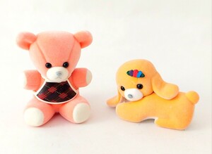 ☆ふわふわフロッキー仕様!ケンエレファント 吉徳のぬいぐるみ フィギュアコレクション「クリーミー(兎) Cuddle Bear(熊)」2種セット 食玩