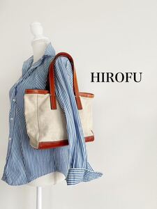 HIROFU ヒロフ 本革×キャンバストートバッグ レザー ハンドバッグ