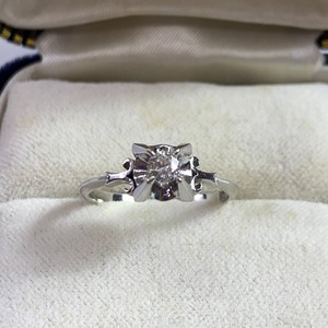 04wy5007▽【1円～】k14WG 0.12ｃｔ ダイヤモンドリング リング アクセサリー14金 指輪 サイズ12号 ベリーストロング