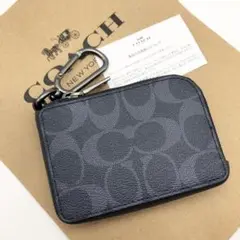 【COACH☆新品】デニム☆Lジップ キー ケース シグネチャー キャンバス☆