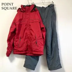 【美品】POINT SQUARE メンズ　スノボウェア　上下セットアップ　M 赤