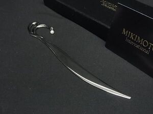 ■極美品■ MIKIMOTO ミキモト 本真珠 アコヤ真珠 パール 約4mm ブックマーク ブックマーカー 栞 しおり シルバー系 DG0375