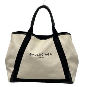 バレンシアガ BALENCIAGA トートバッグ 339936 ネイビーカバスM レザー アイボリー×黒 バッグ