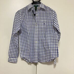 46★キレイ★RALPH LAUREN★ラルフローレン★長袖★シャツ★白×紺色系★チェック柄★P/Sサイズ★税込★売切り★