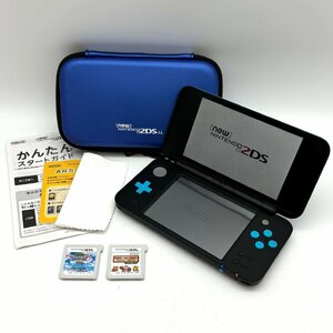 1円～/Nintendo/任天堂/ニンテンドー/NEW/2DS/LL/ブラック×ターコイズ/ソフト・付属品付/ゲーム/本体/ソフト/動作確認済/ジャンク/W092